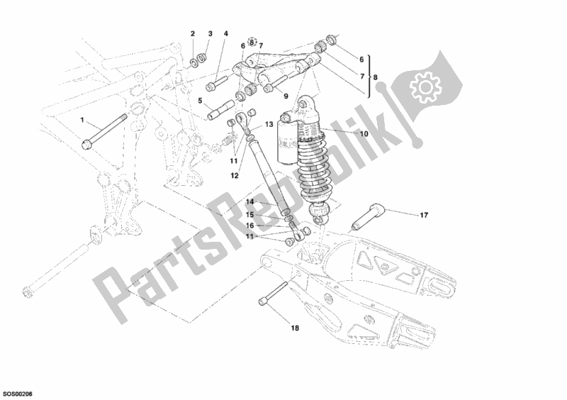 Todas las partes para Amortiguador Trasero de Ducati Superbike 999 S USA 2006